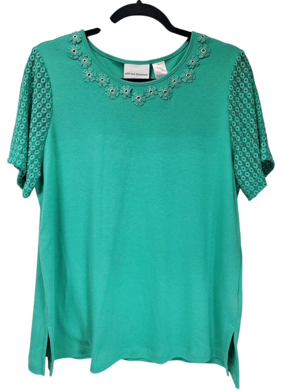 Alfred Dunner Daisy Stretch Blouse 325 Tropical Green Cottagecore Medium